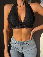 Shein - Floral Lace Halter Bra