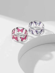 Shein - Butterfly Graphic Open Ring 2 Pcs