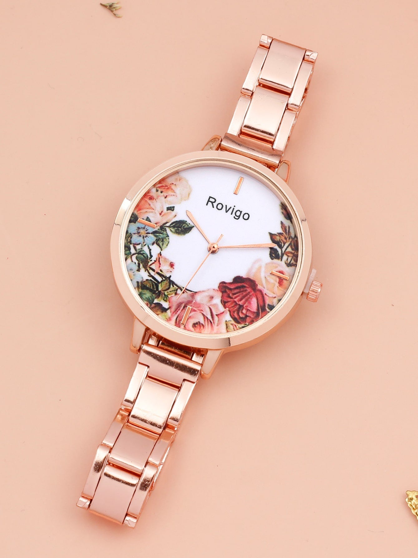 Shein - 2pcs Fashion Style Trendy Flower Women's Fine Belt Mesh Quartz Watch with Star Diamond Pendant Alloy Bracelet Combination Set