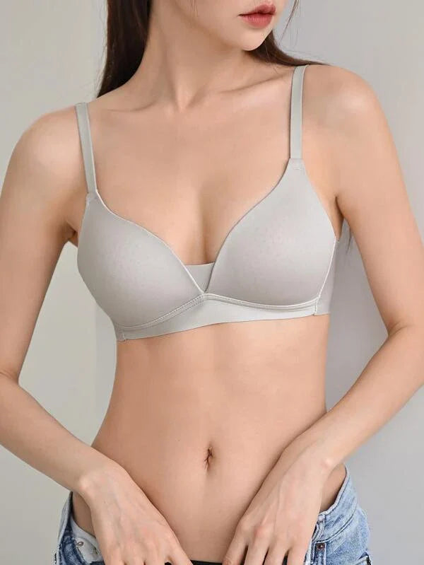 Shein - Dazy Plain Ring Linked Wireless Bra