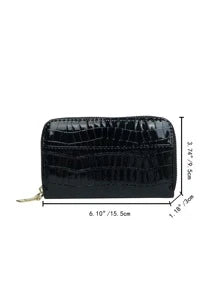 Shein - Crocodile Embossed Zipper Around Long Wallet