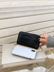 Shein - Crocodile Embossed Zipper Around Long Wallet