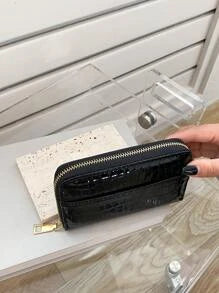 Shein - Crocodile Embossed Zipper Around Long Wallet