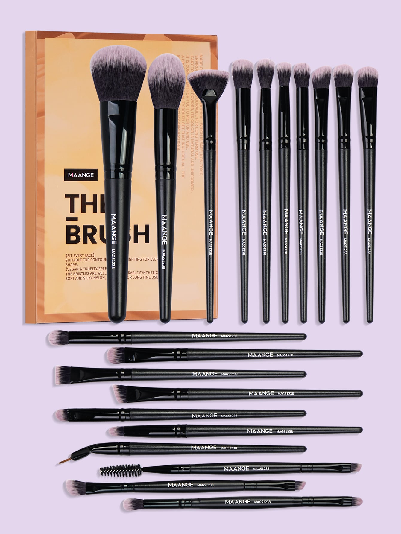 Shein - MAANGE 20pcs Professional Makeup Brush Set With Carrying Case,Makeup Tools With Soft Fiber For Easy Carrying,Foundation Brush,Eye Shadow Brush,Smudge Brush,Eyebrow Brush,Brush Set For Travel