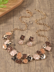 Shein - 3Pcs Square & Irregular Round Decor Jewelry Set