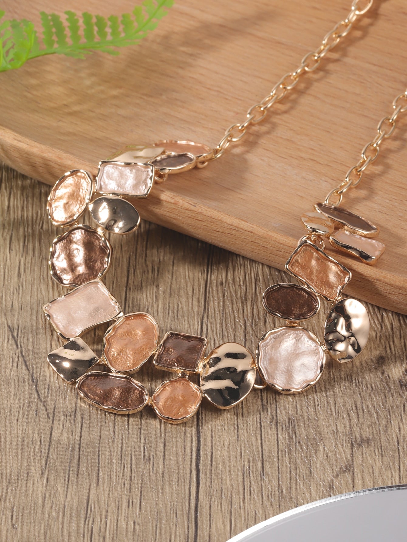 Shein - 3Pcs Square & Irregular Round Decor Jewelry Set