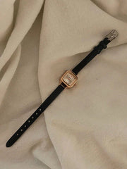 Shein - Vintage Square Pointer Quartz Watch Black