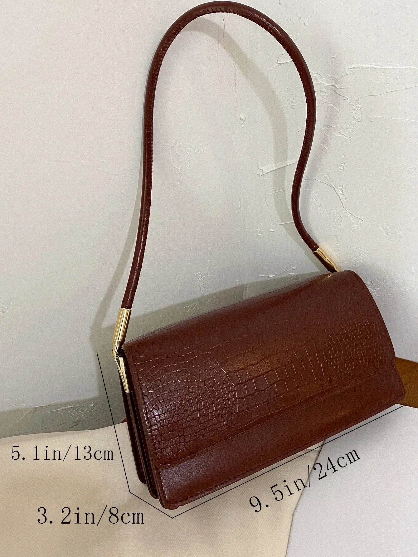 Shein - Crocodile Embossed Flap Bag