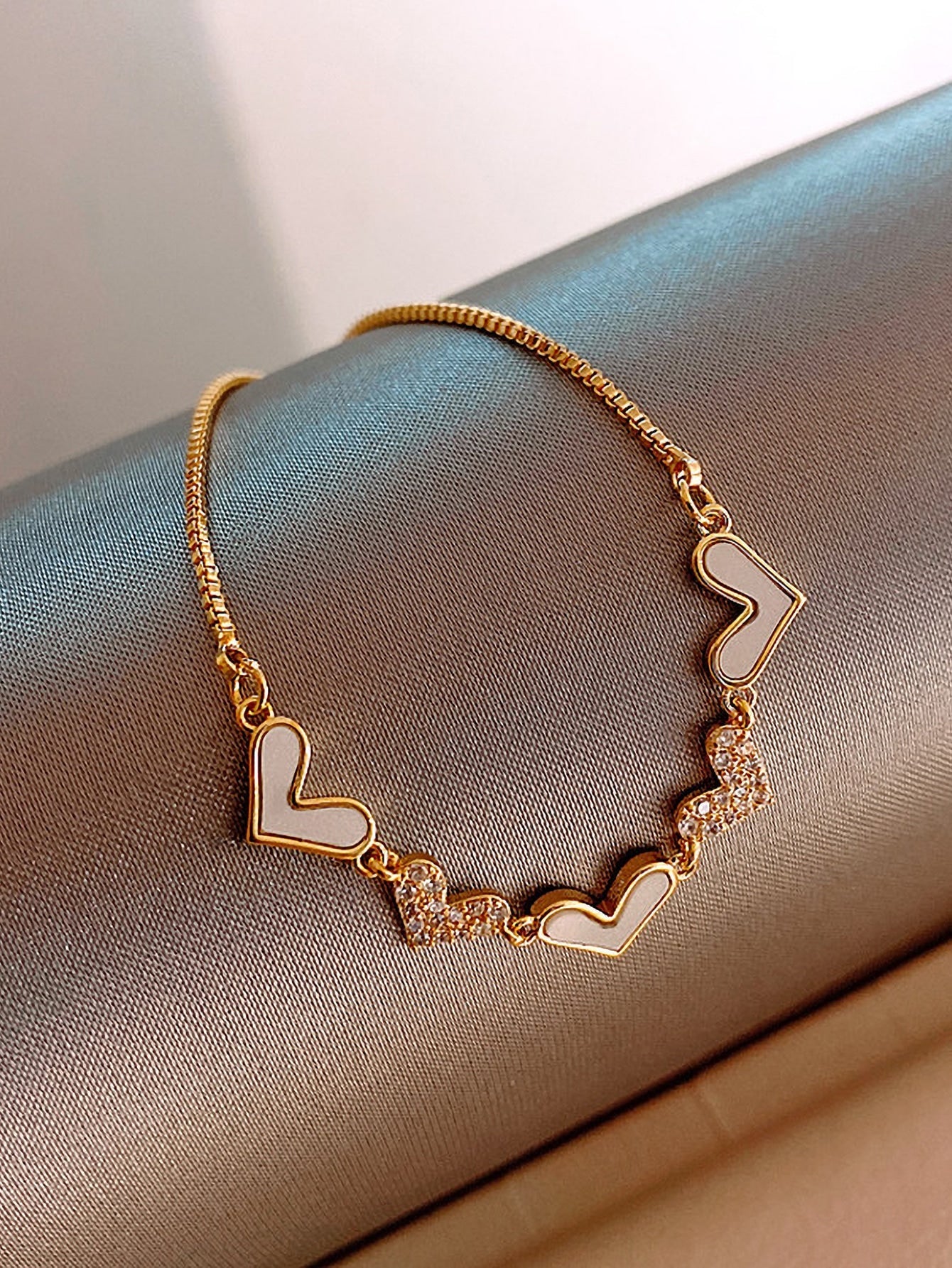 Shein - Rhinestone Heart Decor Bracelet