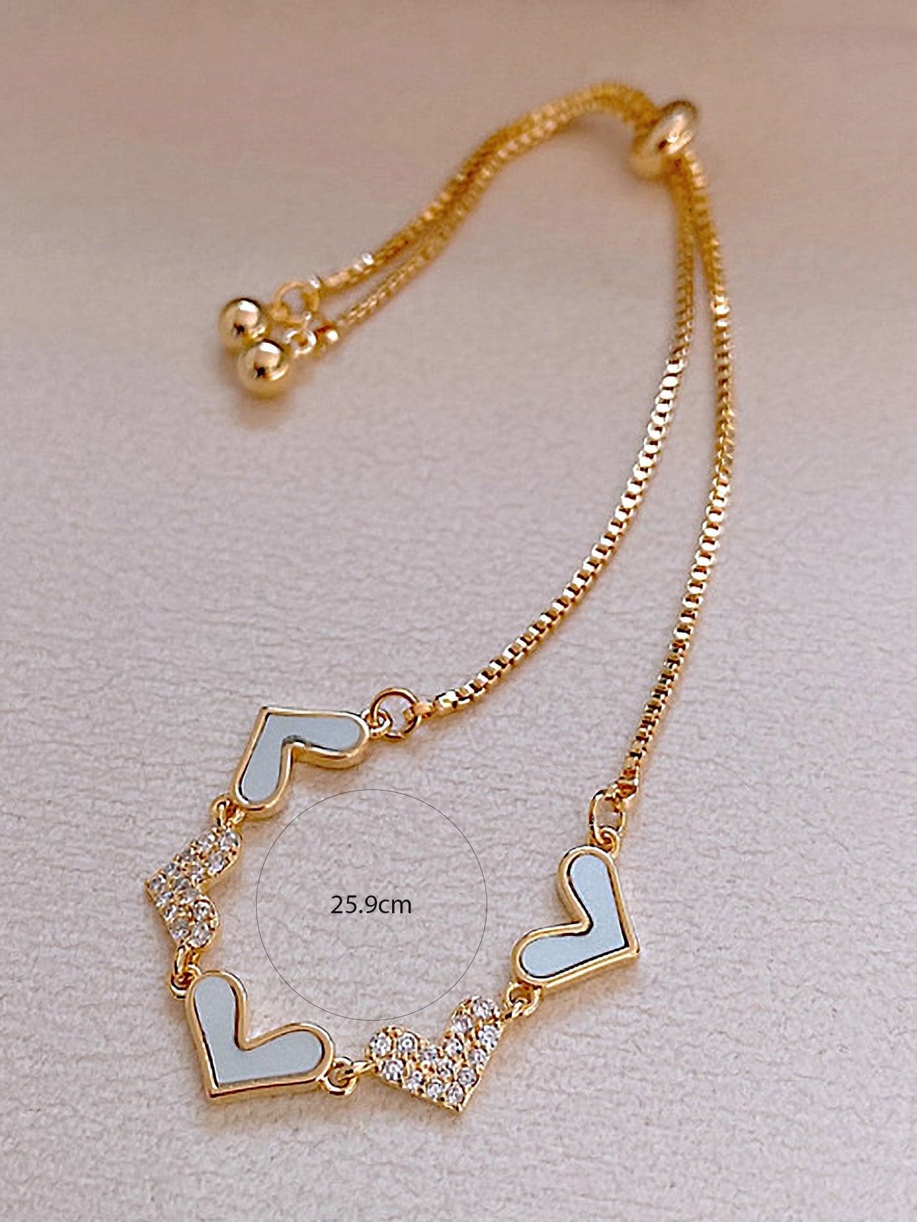 Shein - Rhinestone Heart Decor Bracelet