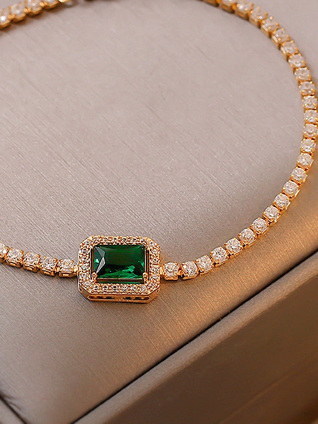 Shein - Rhinestone Square Decor Bracelet