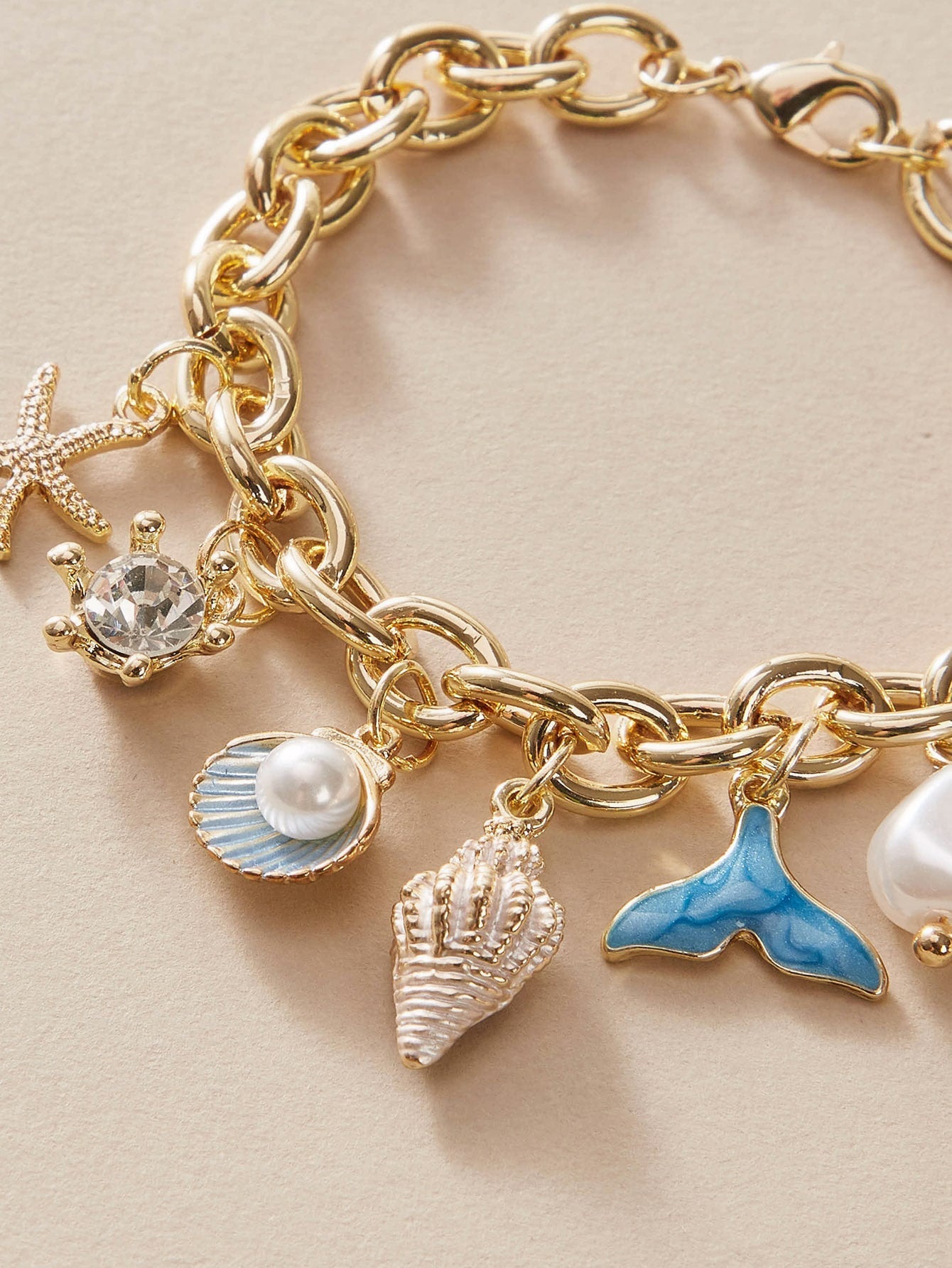 Shein - Starfish & Fish Tail Charm Bracelet