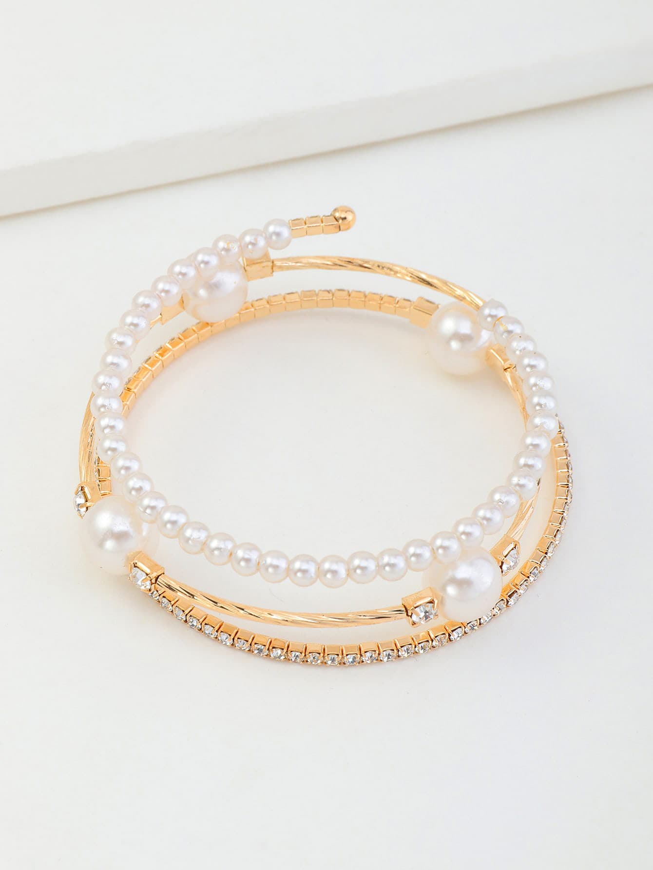 Shein - 1Pc Elegant & Creative Faux Pearl & Rhinestone Decor Bracelet For Women'S Party Accessories
