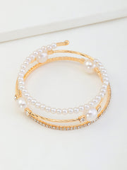 Shein - 1Pc Elegant & Creative Faux Pearl & Rhinestone Decor Bracelet For Women'S Party Accessories