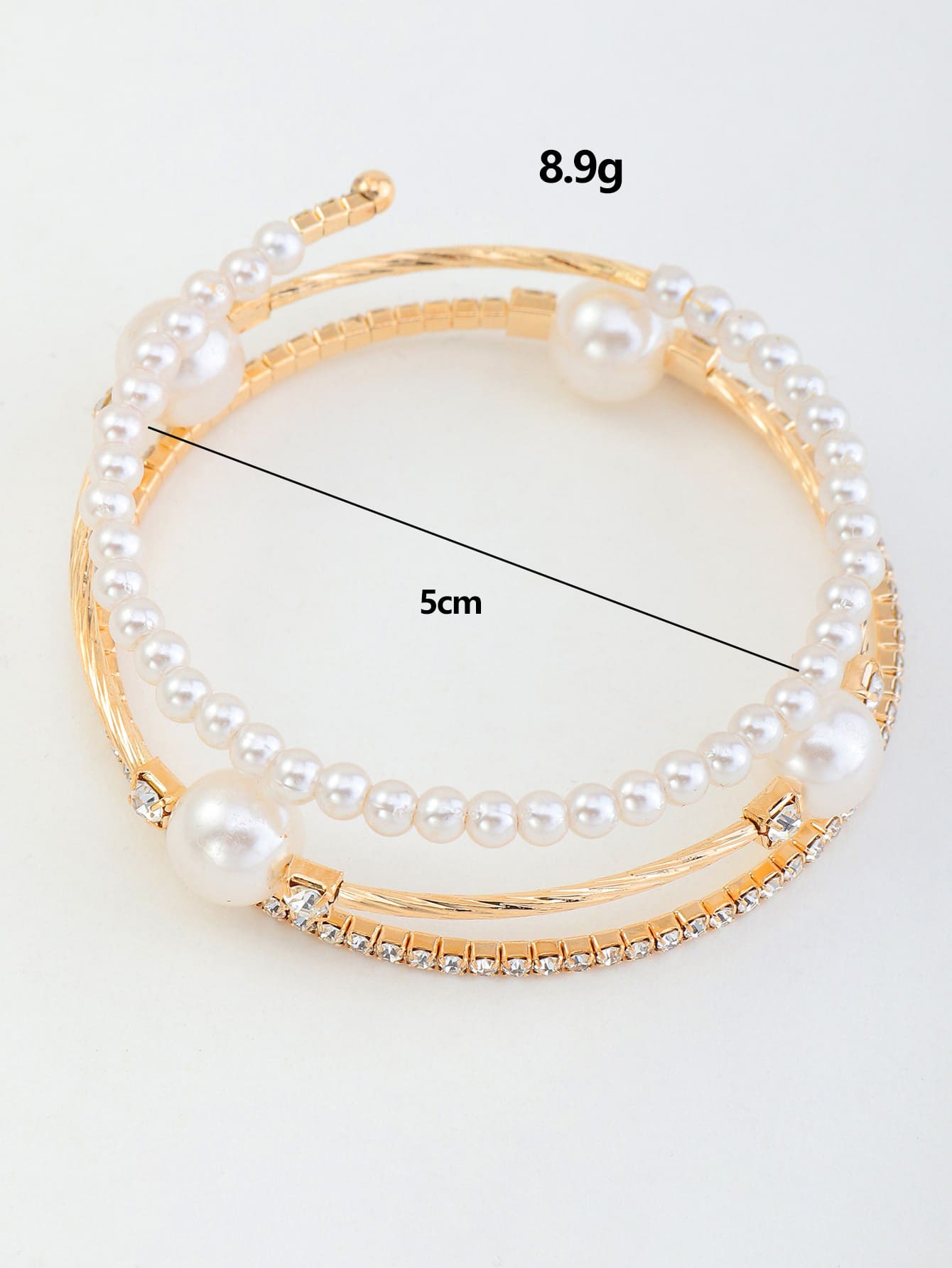 Shein - 1Pc Elegant & Creative Faux Pearl & Rhinestone Decor Bracelet For Women'S Party Accessories