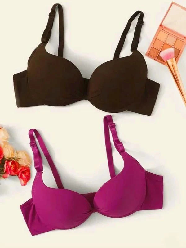 Shein - Two-Piece Solid Color Lingerie Bra Set