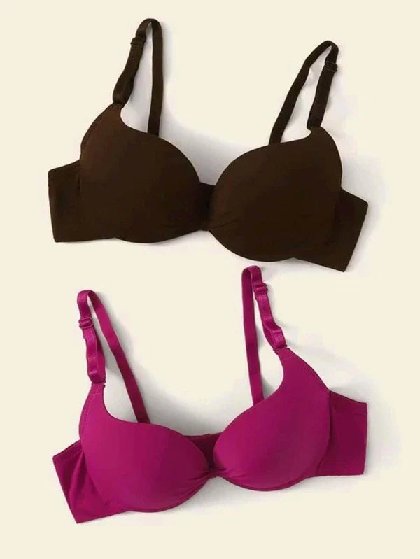 Shein - Two-Piece Solid Color Lingerie Bra Set