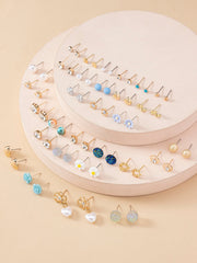 Shein - 30pairs Rhinestone & Flower Decor Earrings