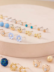 Shein - 30pairs Rhinestone & Flower Decor Earrings