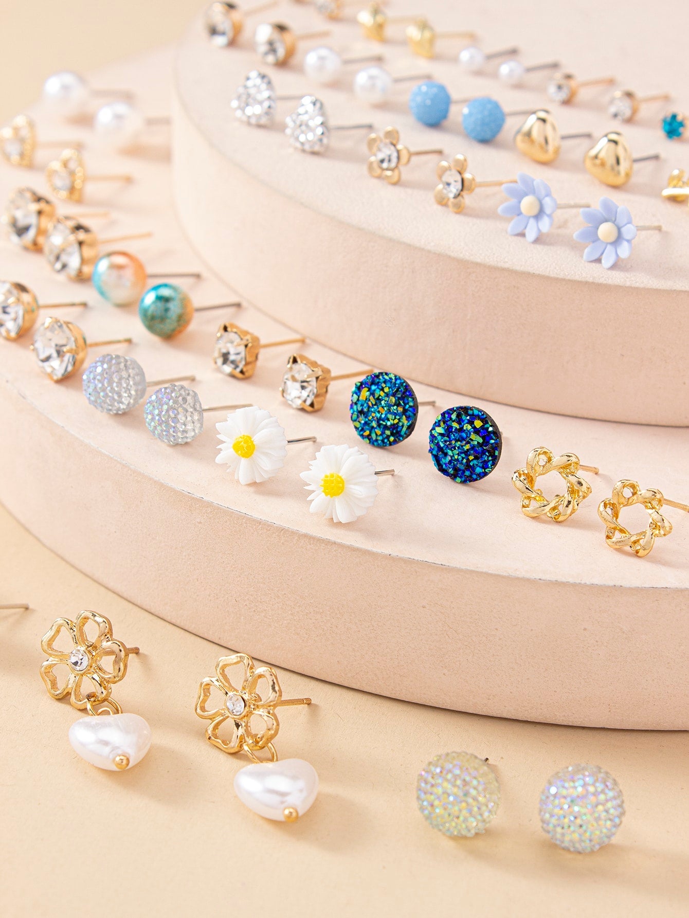 Shein - 30pairs Rhinestone & Flower Decor Earrings