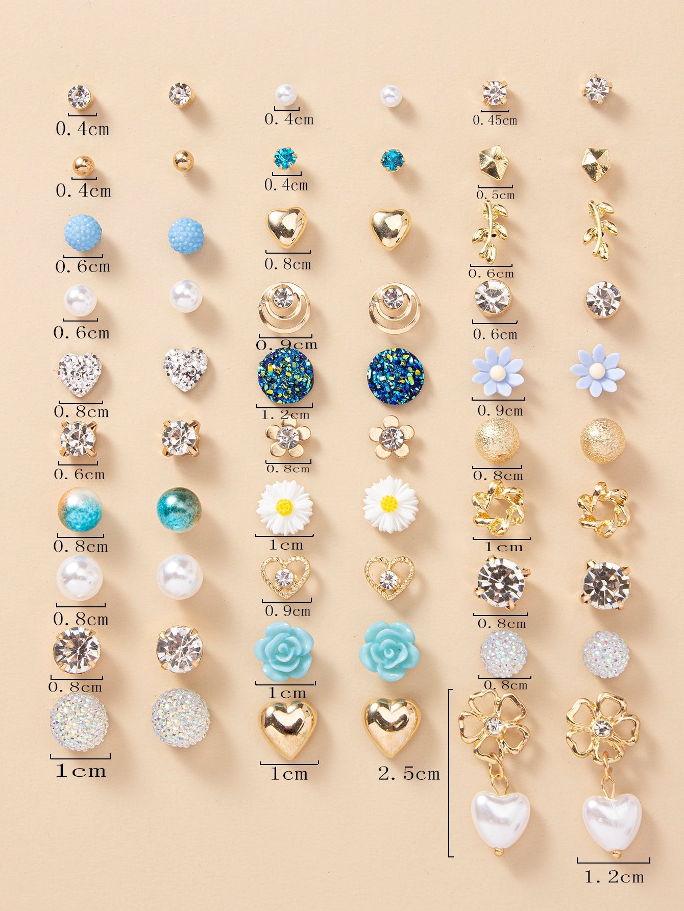 Shein - 30pairs Rhinestone & Flower Decor Earrings