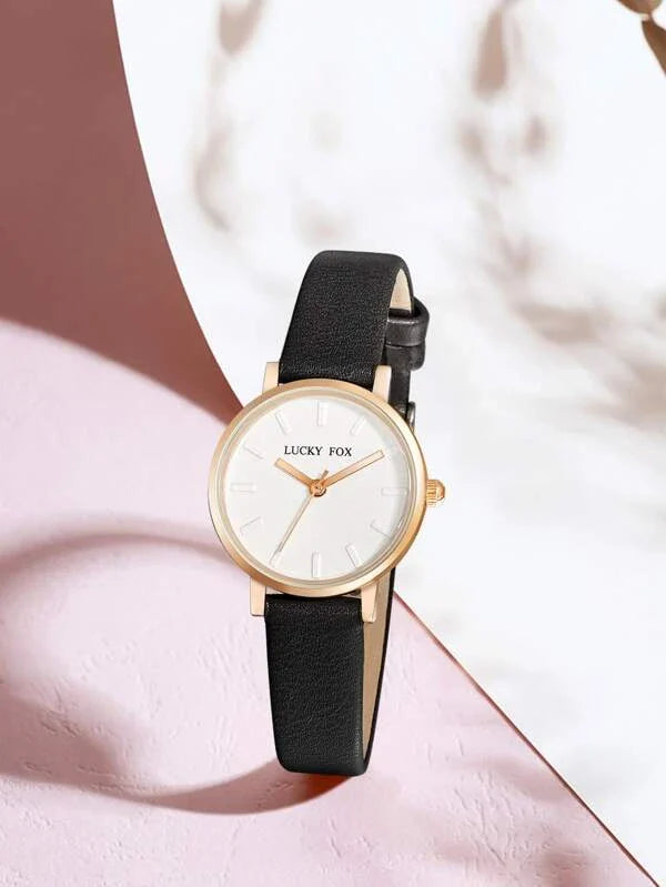 Shein - Quartz Watch With A Round Index Dial- Black