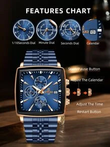 Shein - Men Date Detail Quartz Watch