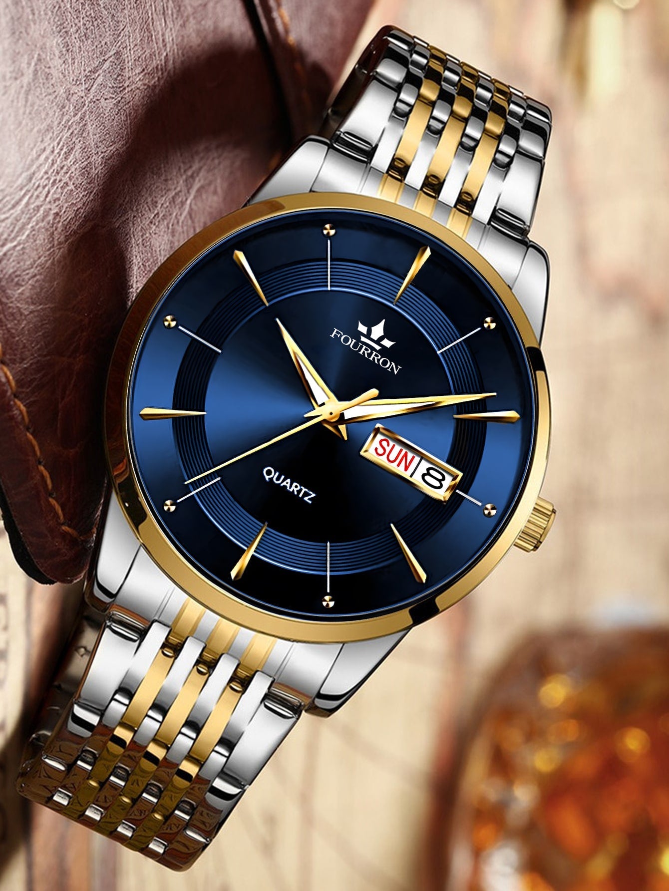 Shein - Men Round Pointer Date Quartz Watch
