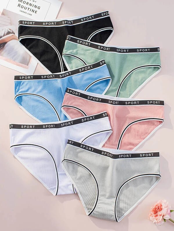Shein - 6-Piece Ribbed Stripe Briefs Set