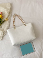 Shein - Geometric Embossed Grommet Eyelet Shoulder Tote Bag