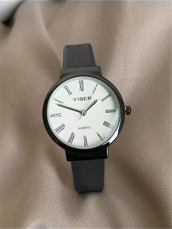 Shein - Quartz Watch With A Streamlined Round Index Dial