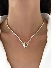 Shein - Ot Buckle Rhinestone Decor Necklace