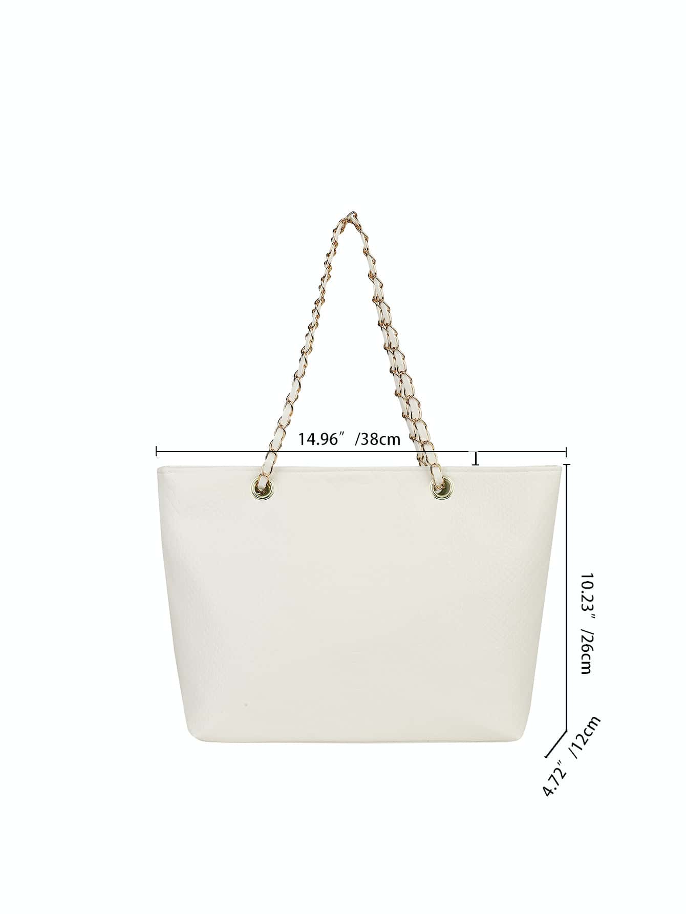 Shein - Geometric Embossed Grommet Eyelet Shoulder Tote Bag
