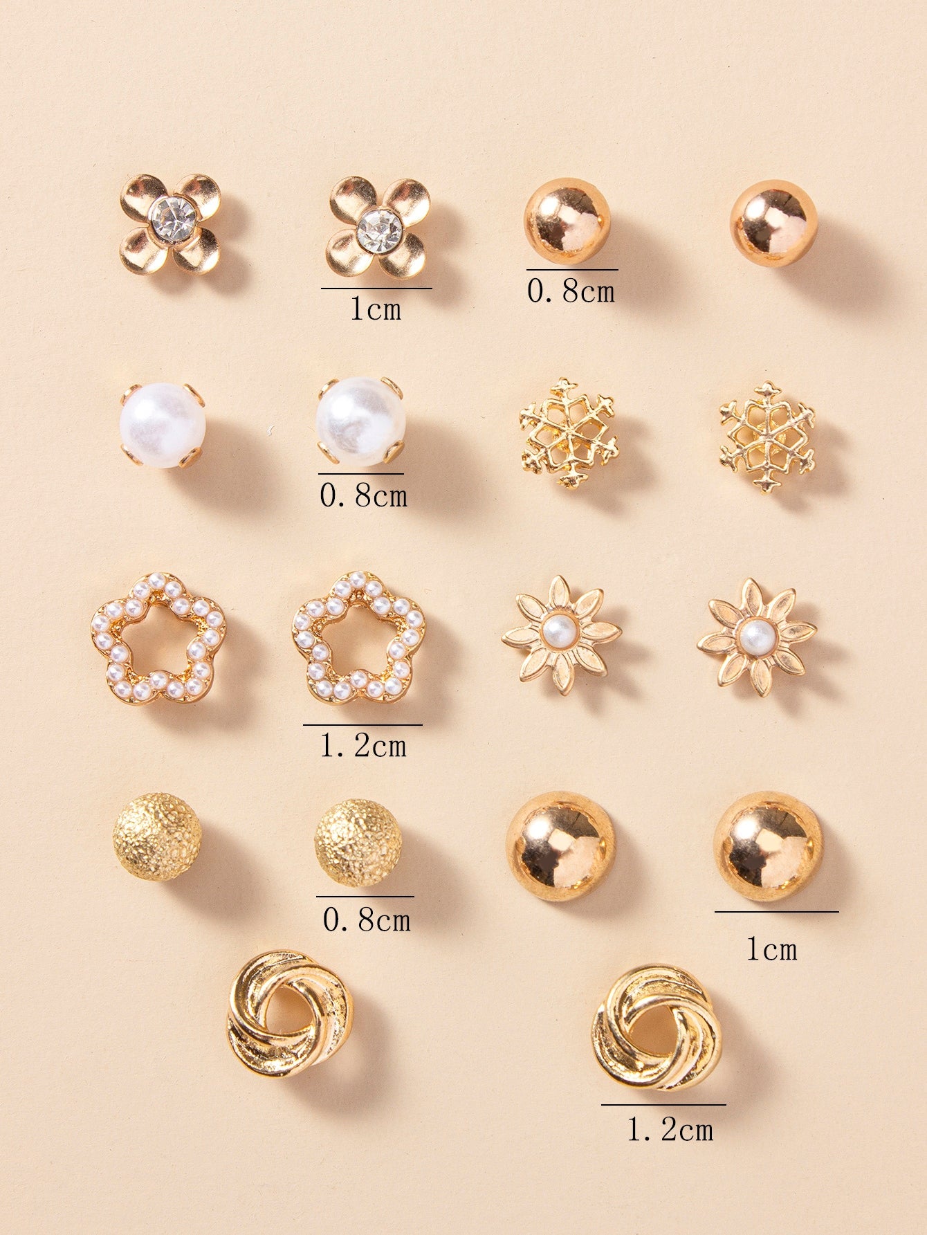 Shein - 9pairs Faux Pearl & Flower Decor Stud Earrings