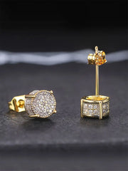 Shein - Men Cubic Zirconia Decor Stud Earrings
