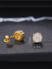 Shein - Men Cubic Zirconia Decor Stud Earrings
