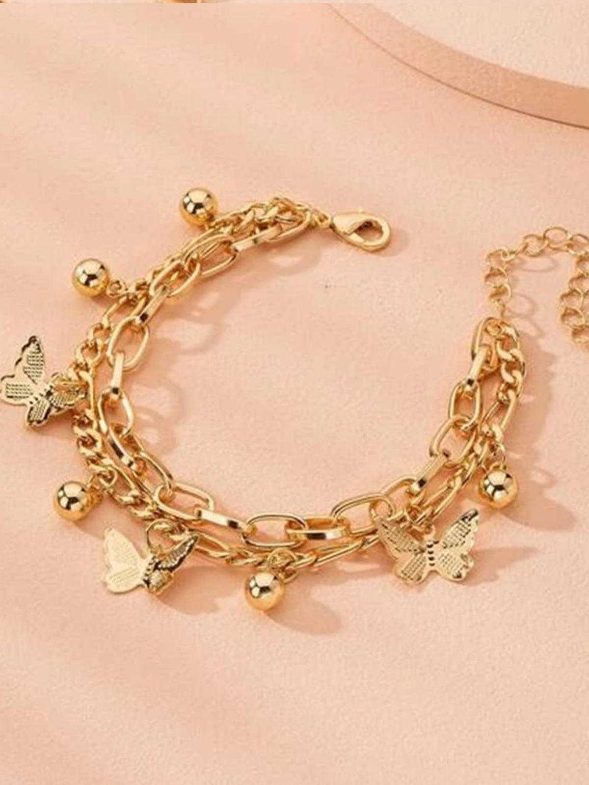 Shein - Butterfly Charm Layered Bracelet