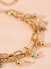 Shein - Butterfly Charm Layered Bracelet