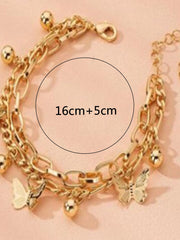 Shein - Butterfly Charm Layered Bracelet