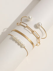 Shein - 4pcs/Set Faux Pearl Decor Bracelet