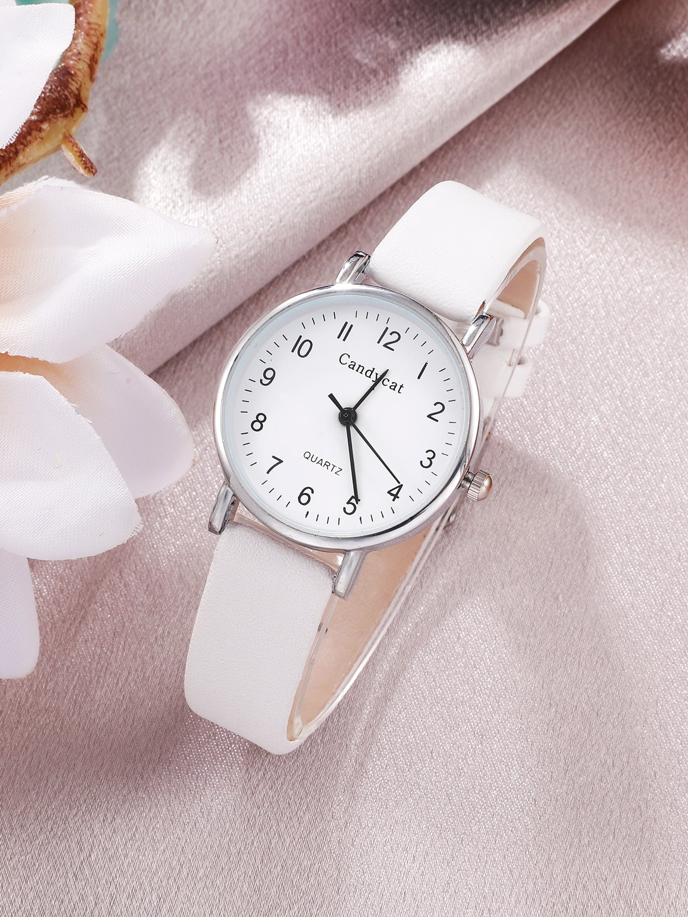Shein - 1pc Round Pointer Quartz Watch & 1pc Bracelet