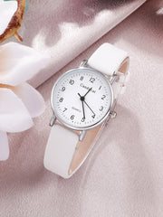 Shein - 1pc Round Pointer Quartz Watch & 1pc Bracelet