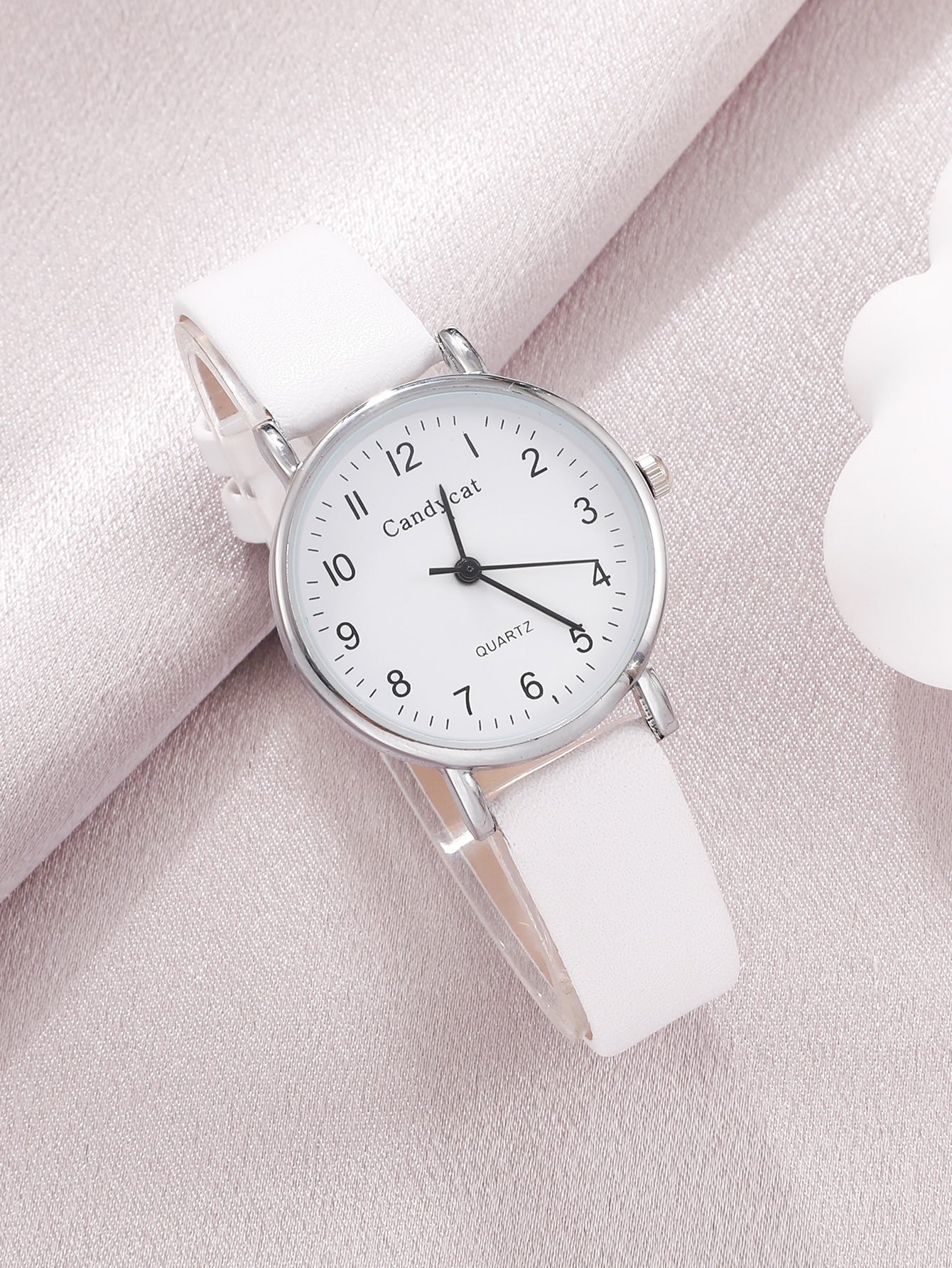 Shein - 1pc Round Pointer Quartz Watch & 1pc Bracelet