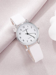 Shein - 1pc Round Pointer Quartz Watch & 1pc Bracelet