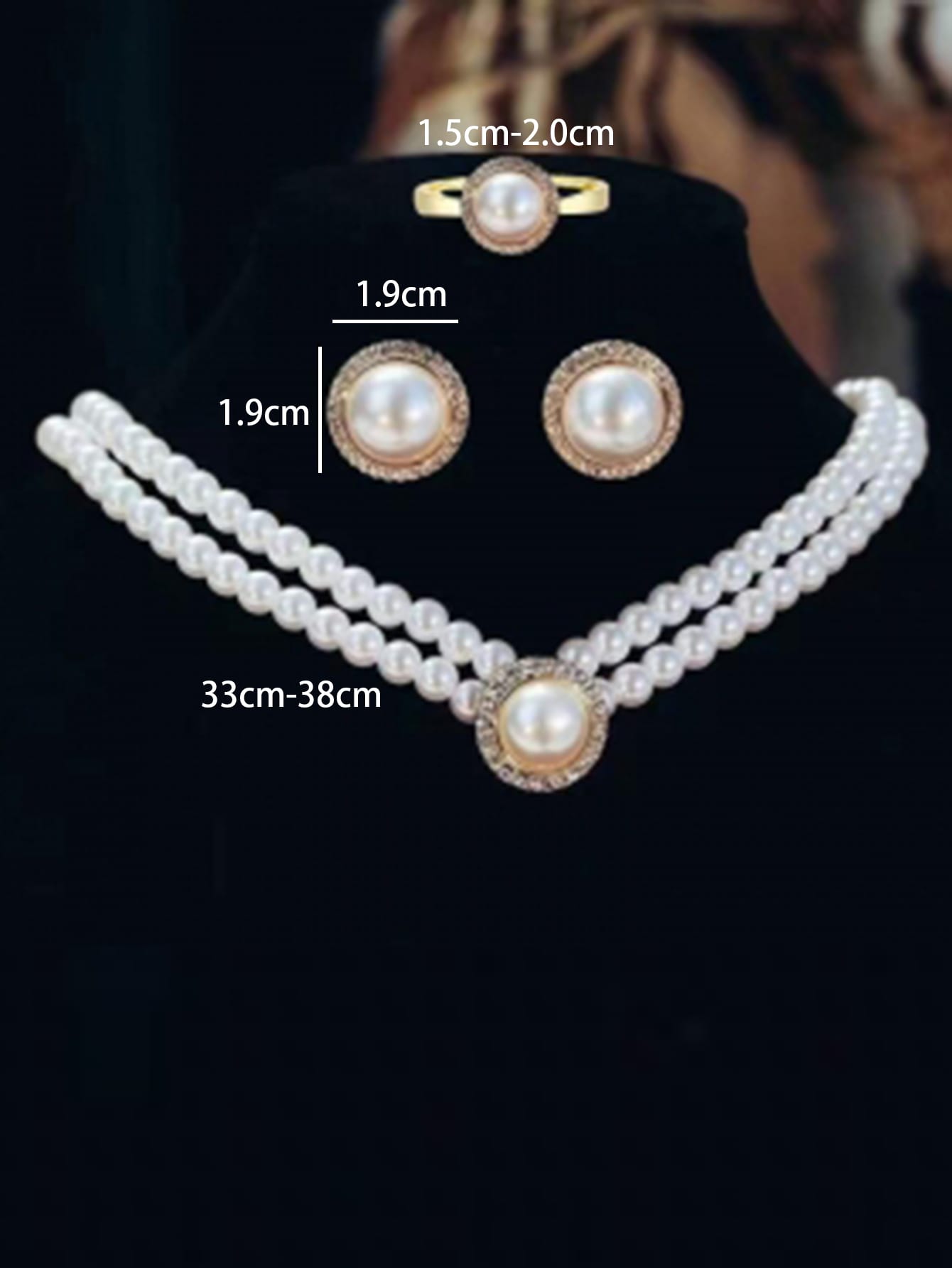 Shein - Faux Pearl Decor Faux Pearl Beaded Choker & Earrings