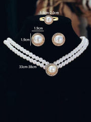 Shein - Faux Pearl Decor Faux Pearl Beaded Choker & Earrings