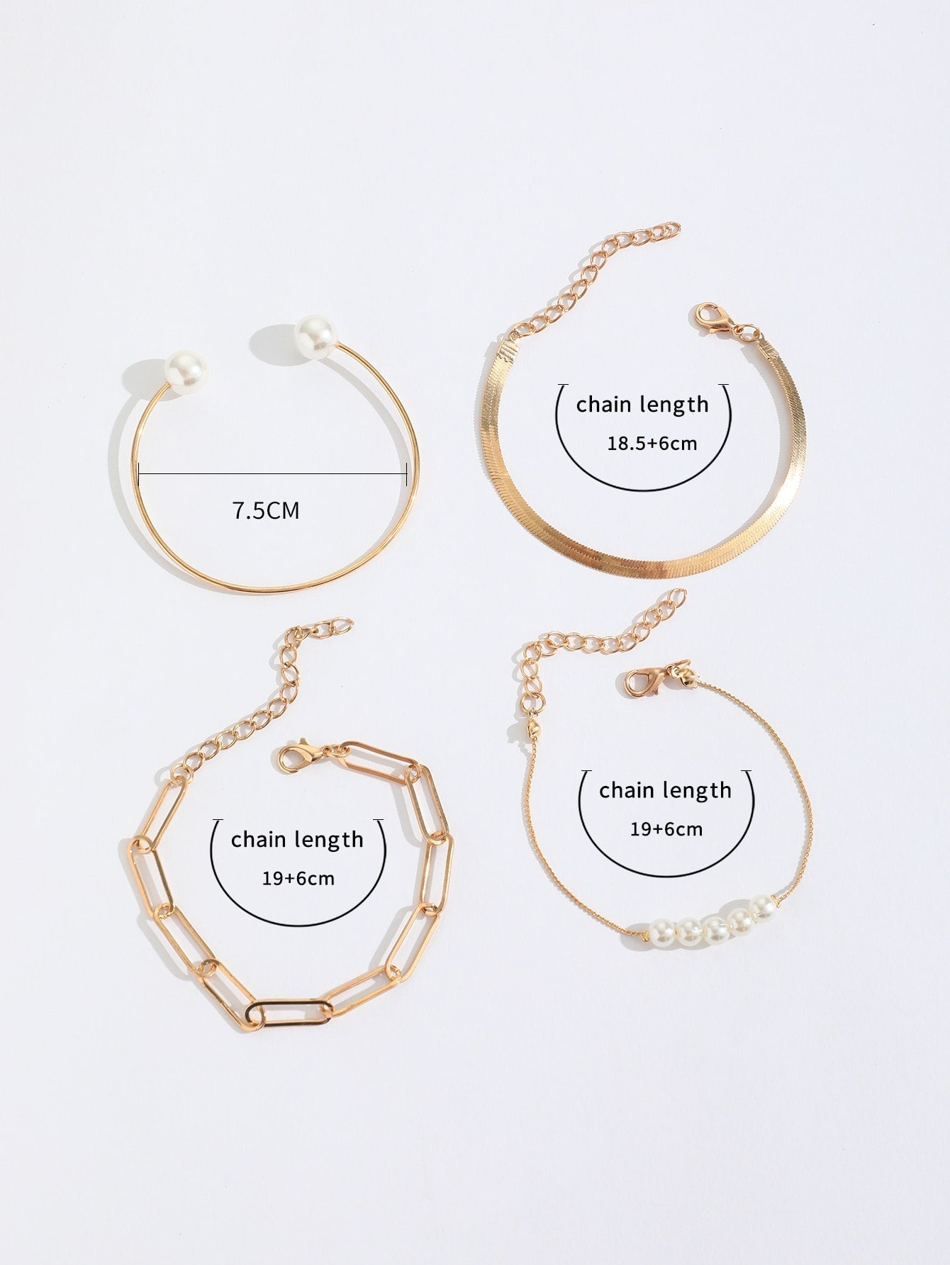 Shein - 4pcs/Set Faux Pearl Decor Bracelet