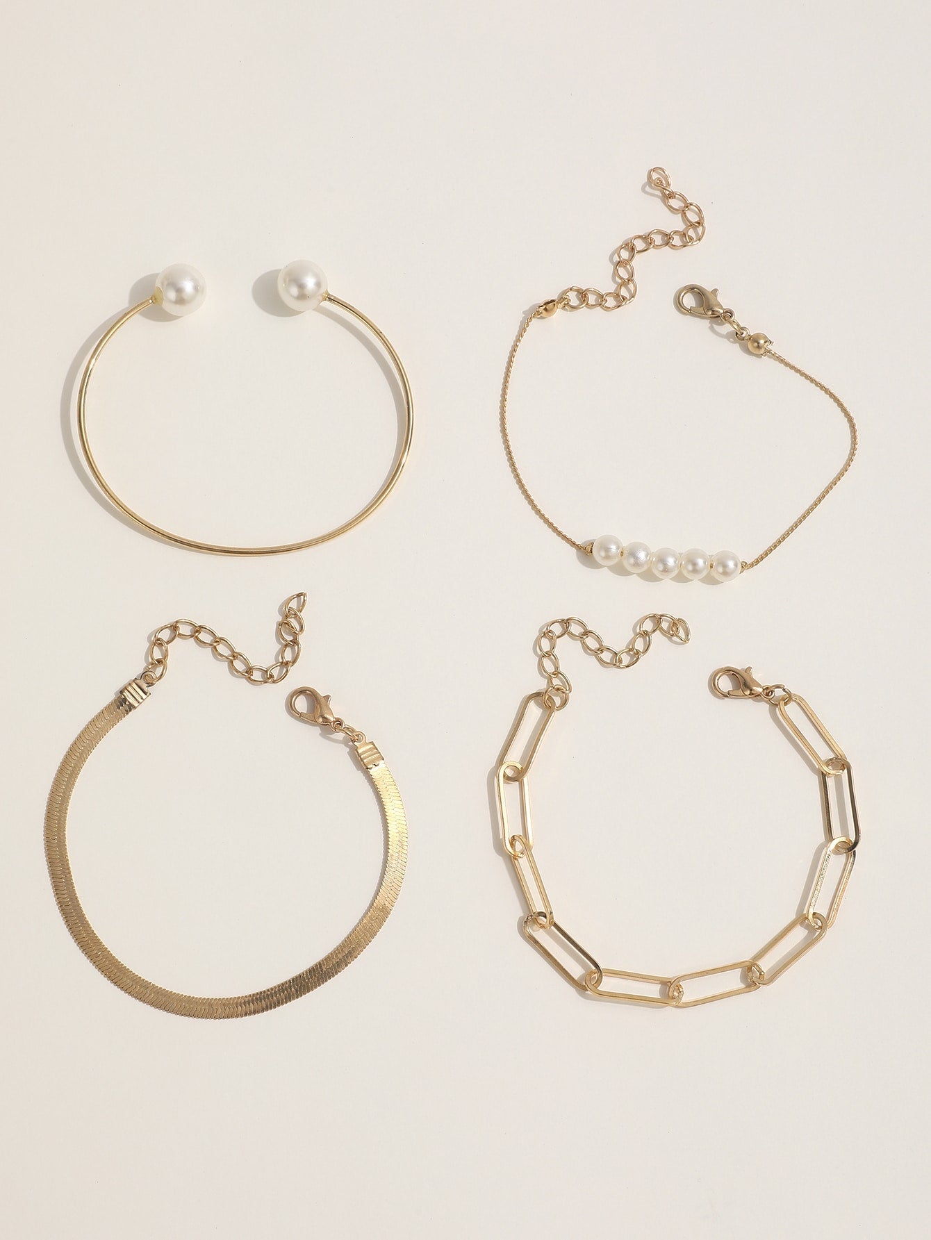 Shein - 4pcs/Set Faux Pearl Decor Bracelet