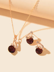 Shein - 3Pcs Rhinestone Butterfly Decor Jewelry Set