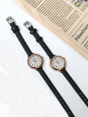 Shein - 1pc Black PU Polyurethane Strap Fashionable Round Dial Quartz Watch, For Daily Life